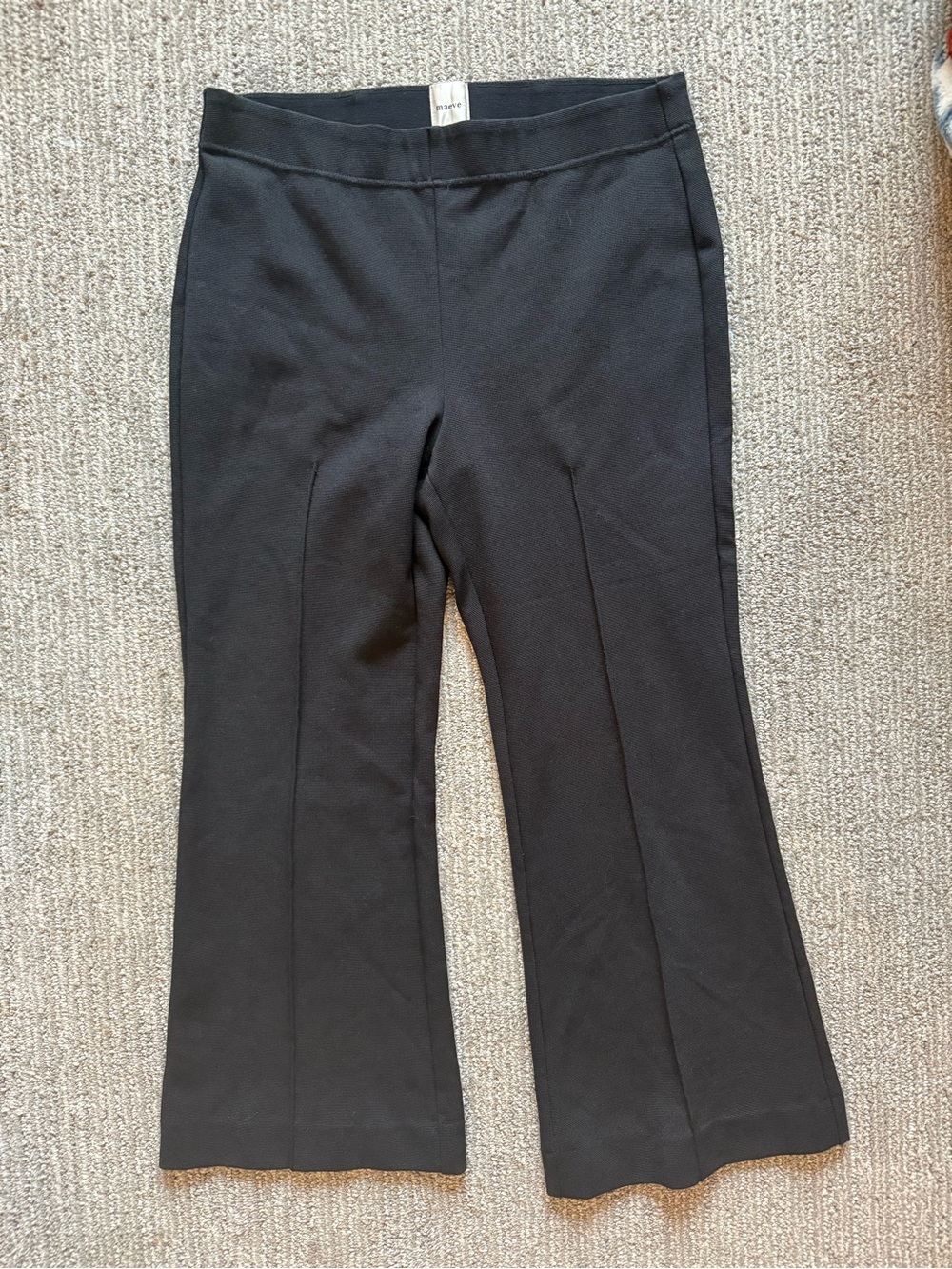 Maeve Anthropologie Black Pull On Kick Flare Pants Women’s Medium Knit Stretch